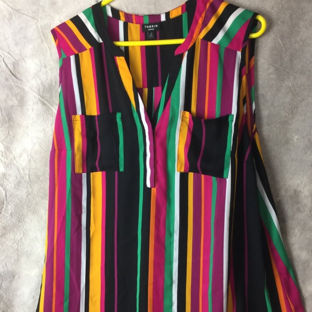 Torrid Harper Size 2 Stripped Sleeveless Top Blouse